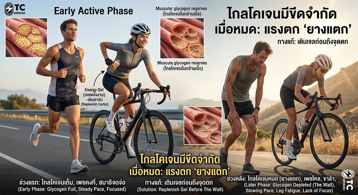 ระบบพลังงานของร่างกายระหว่างวิ่งและปั่นจักรยานที่ส่งผลต่อความทนทาน