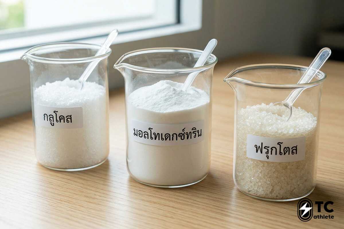 ความแตกต่างของกลูโคส มอลโทเดกซ์ทริน และฟรุกโตสในเจลพลังงาน