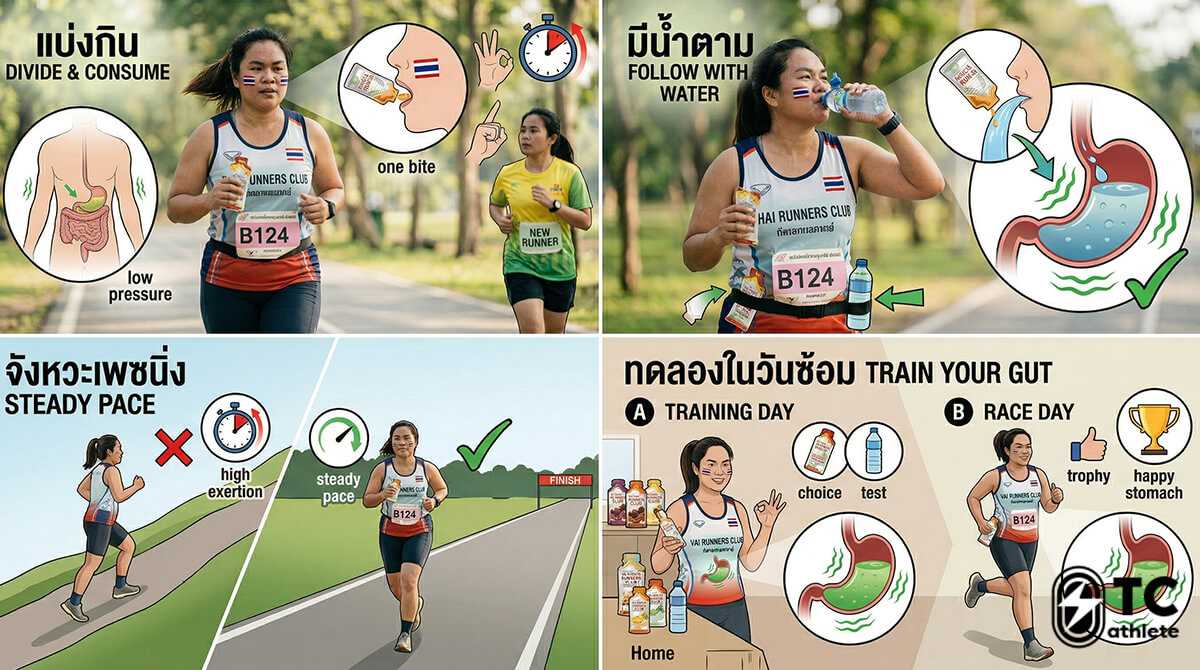 แนวทางป้องกันอาการปวดท้องจากเจลพลังงานตั้งแต่เริ่มใช้งาน
