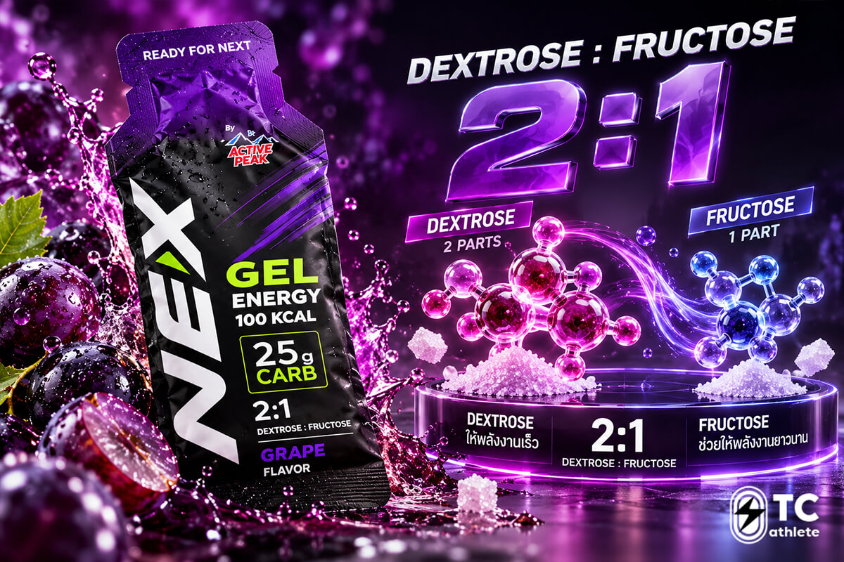ส่วนผสม NEX Energy Gel และแหล่งคาร์โบไฮเดรต 25 กรัมจาก Active Peak