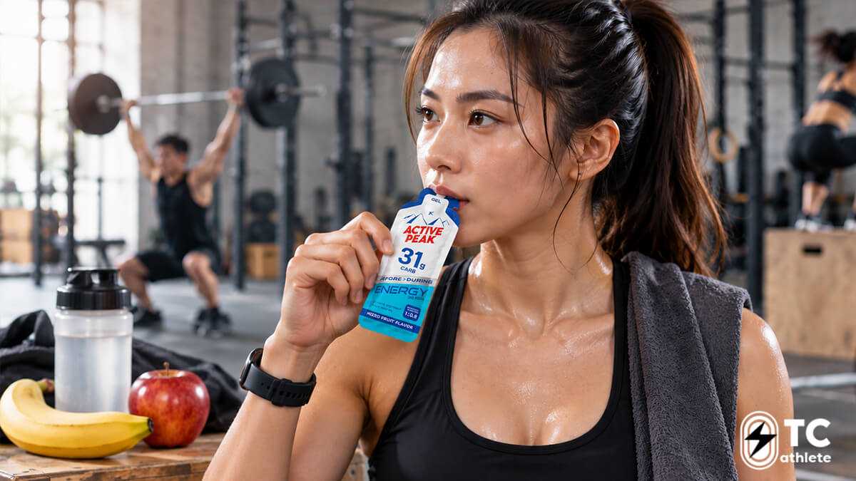 โภชนาการก่อนฝึก CrossFit อาหารคาร์โบไฮเดรตและการใช้เจลพลังงาน